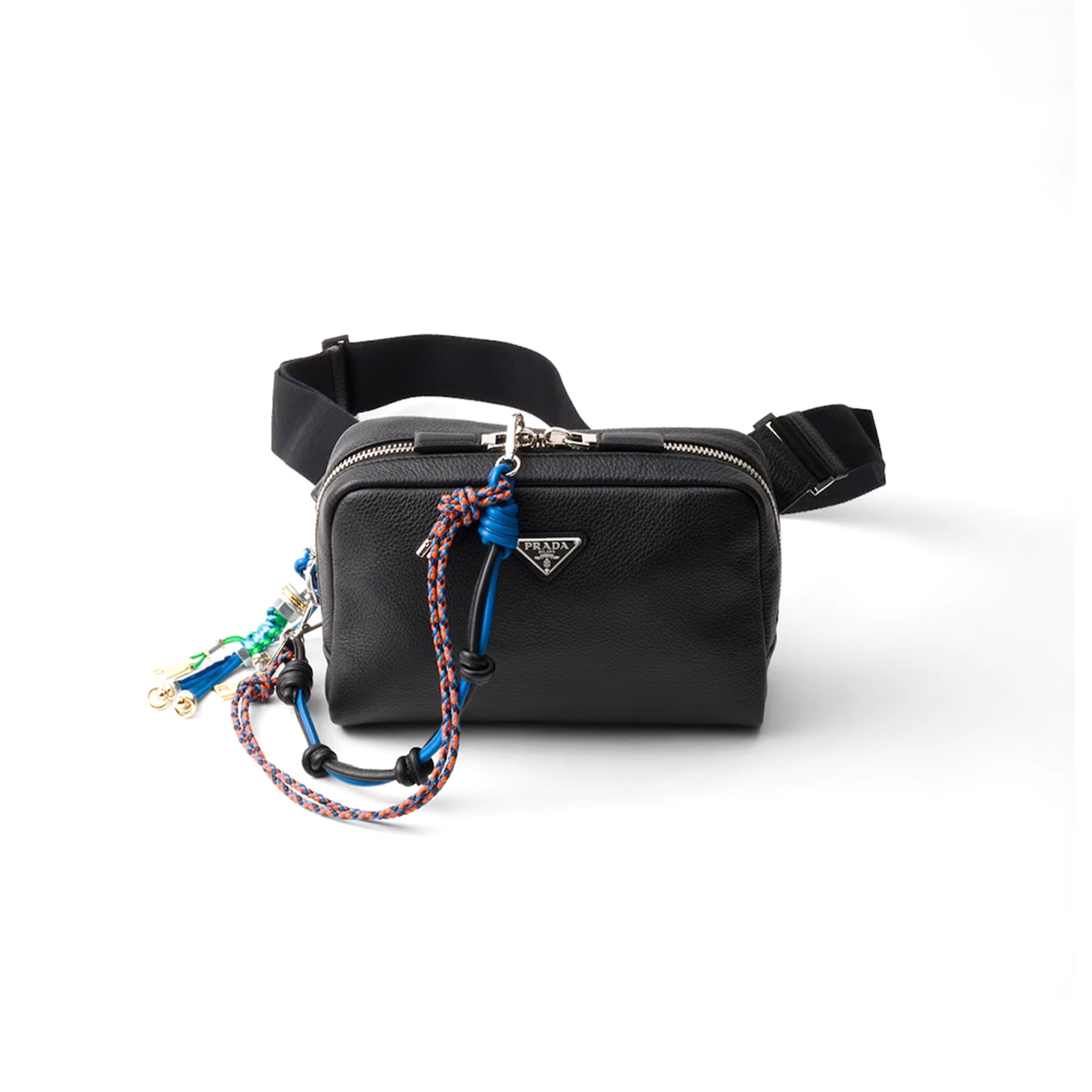 PRADA LEATHER SHOULDER BAG WITH CHARM 2VH181 (24*16.5*7cm)